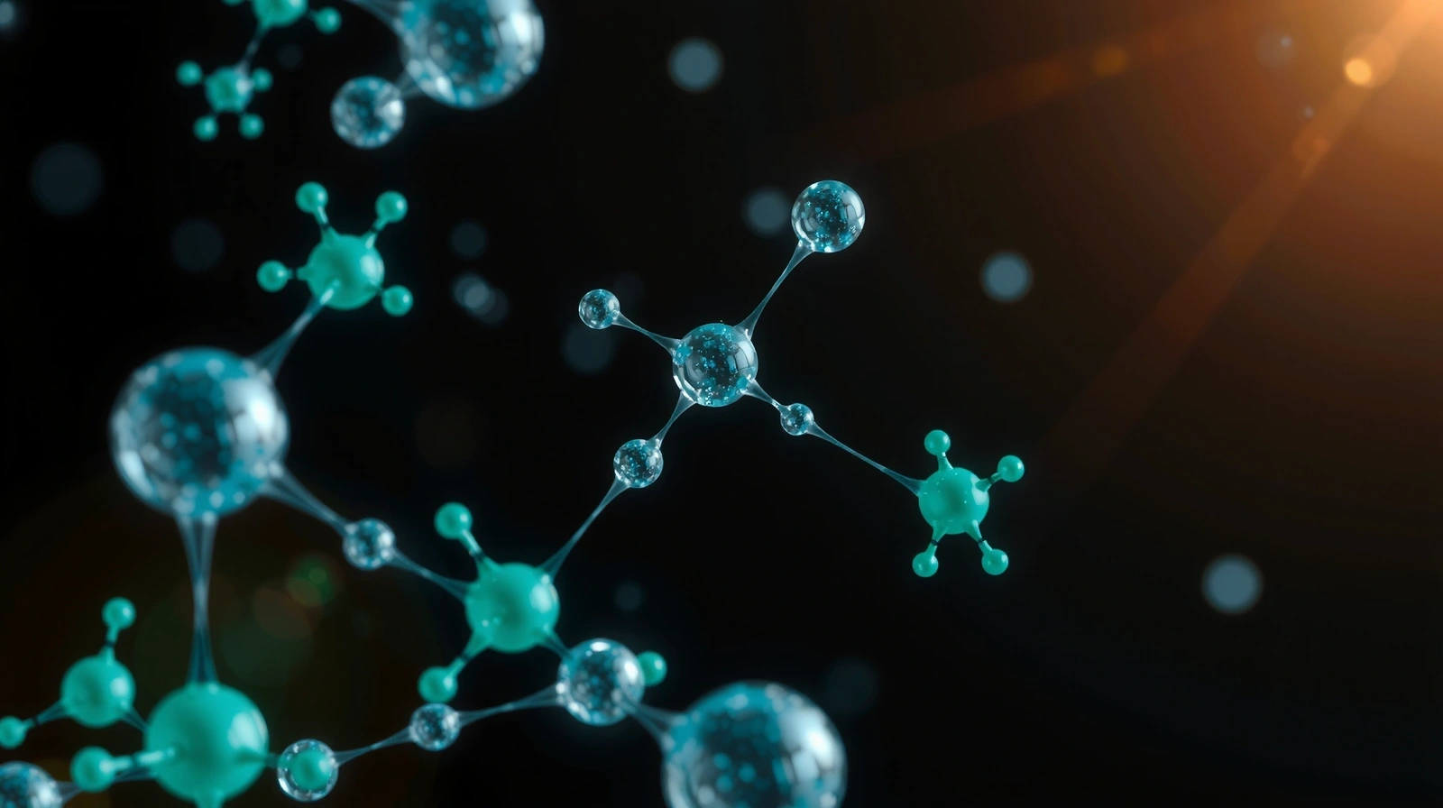 Ilustrație abstractă a interacțiunilor moleculare