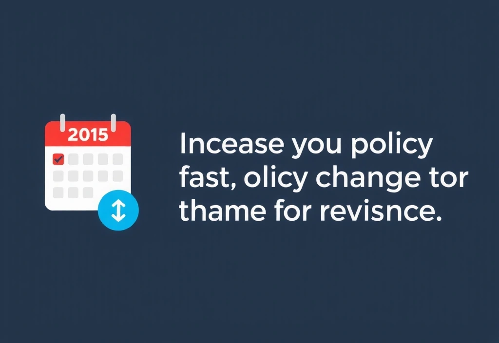 Calendar stilizat cu o dată marcată și o iconiță de actualizare, reprezentând modificări și revizuiri ale politicilor.