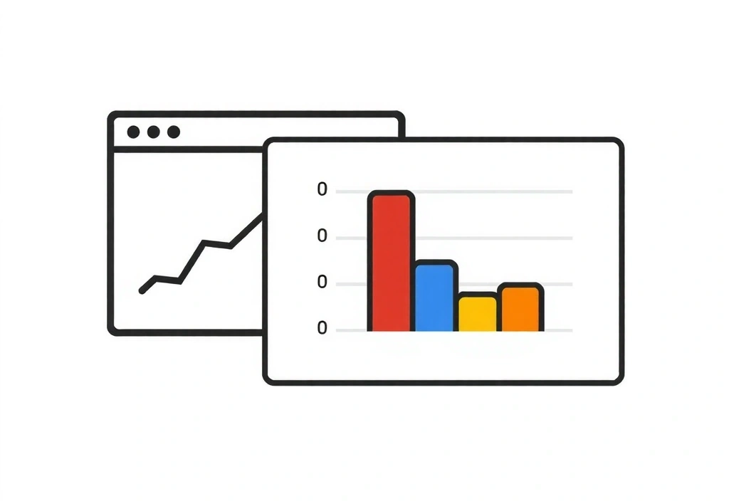 Iconiță stilizată a unui grafic de analiză a datelor și a unui browser web, reprezentând date de utilizare și tehnice.