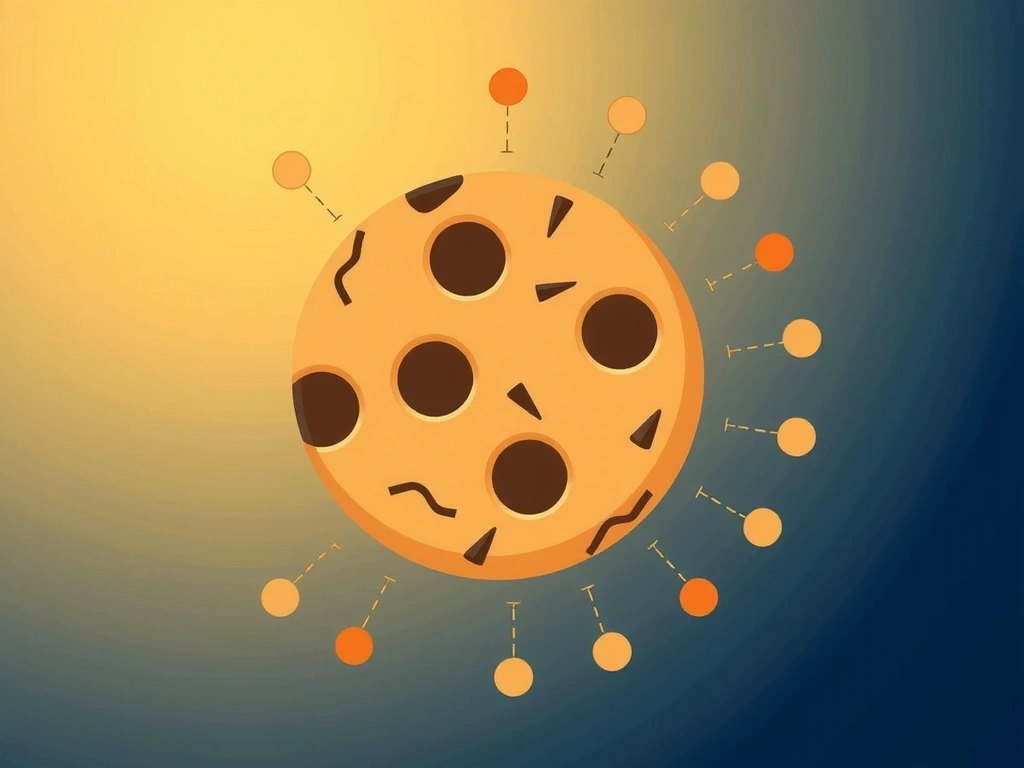 Ilustrație cu un fursec digital și simboluri de date